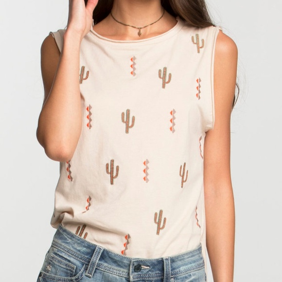 NWT Miss Me Cactus Hi Low Sleeveless Tank Top S - Picture 2 of 8